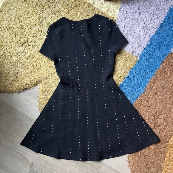 Studded Black Designer Skater Dress - Picture 1 of 3